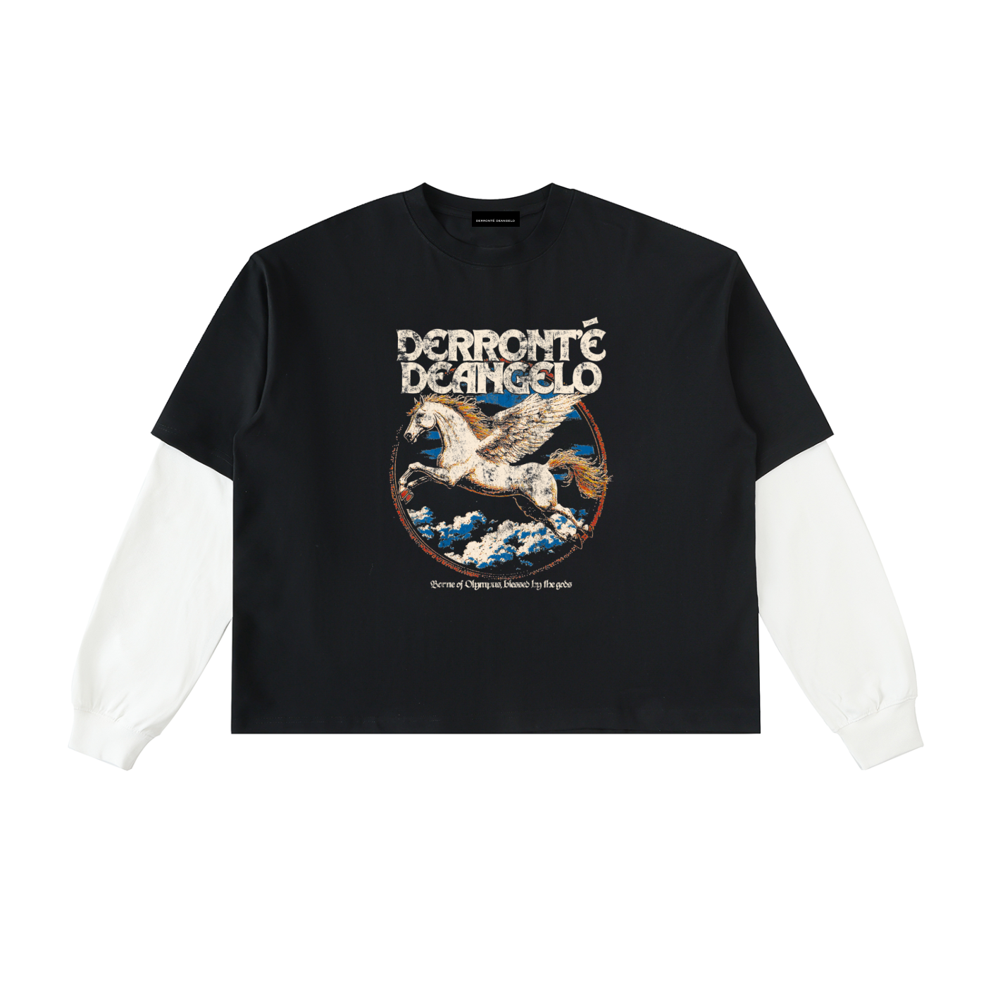 Layered Contrast Sleeve Cotton T-Shirt