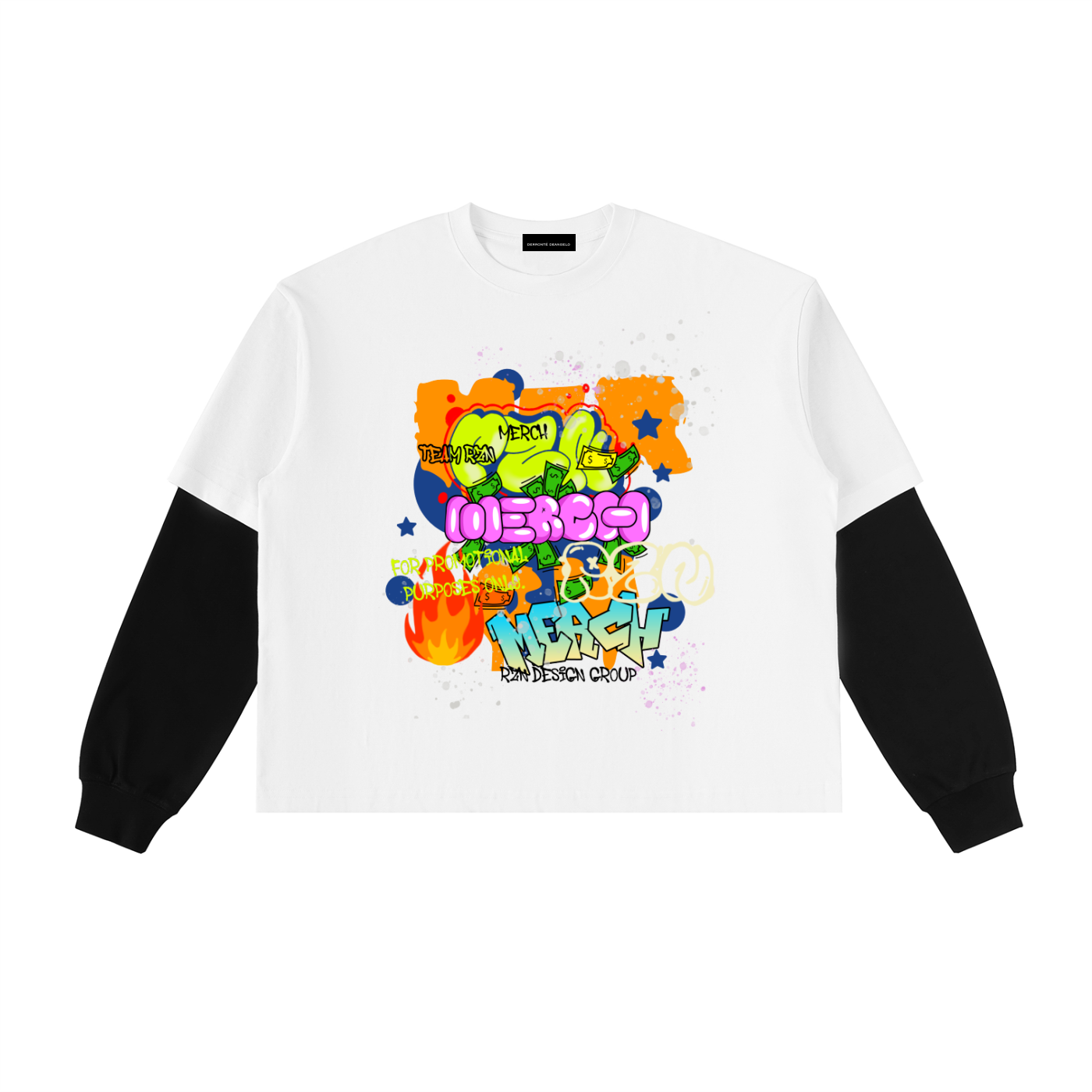 Graffiti Contrast Sleeve T-Shirt
